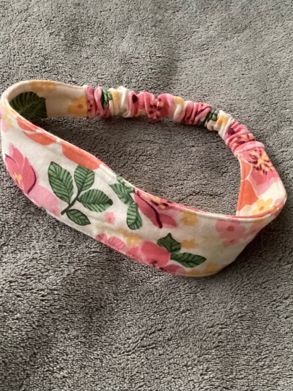 Hawaiian Floral Girl Headband for 4 5 yr Orange White